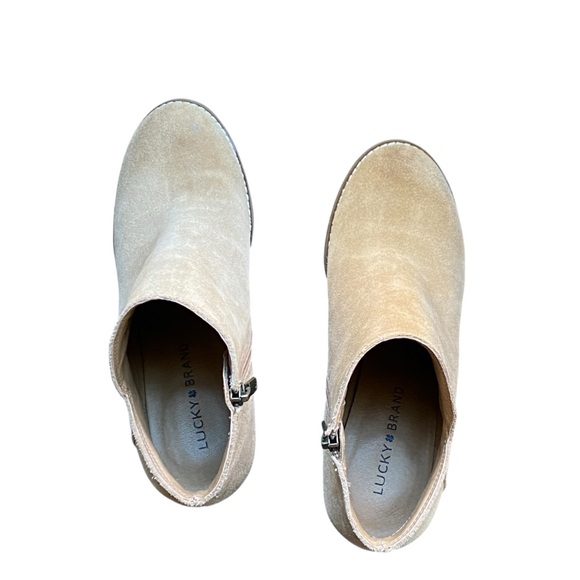 Lucky Brand Yekeena Wedge Camel Color Wedge Bootie size 7.5 - Picture 6 of 16